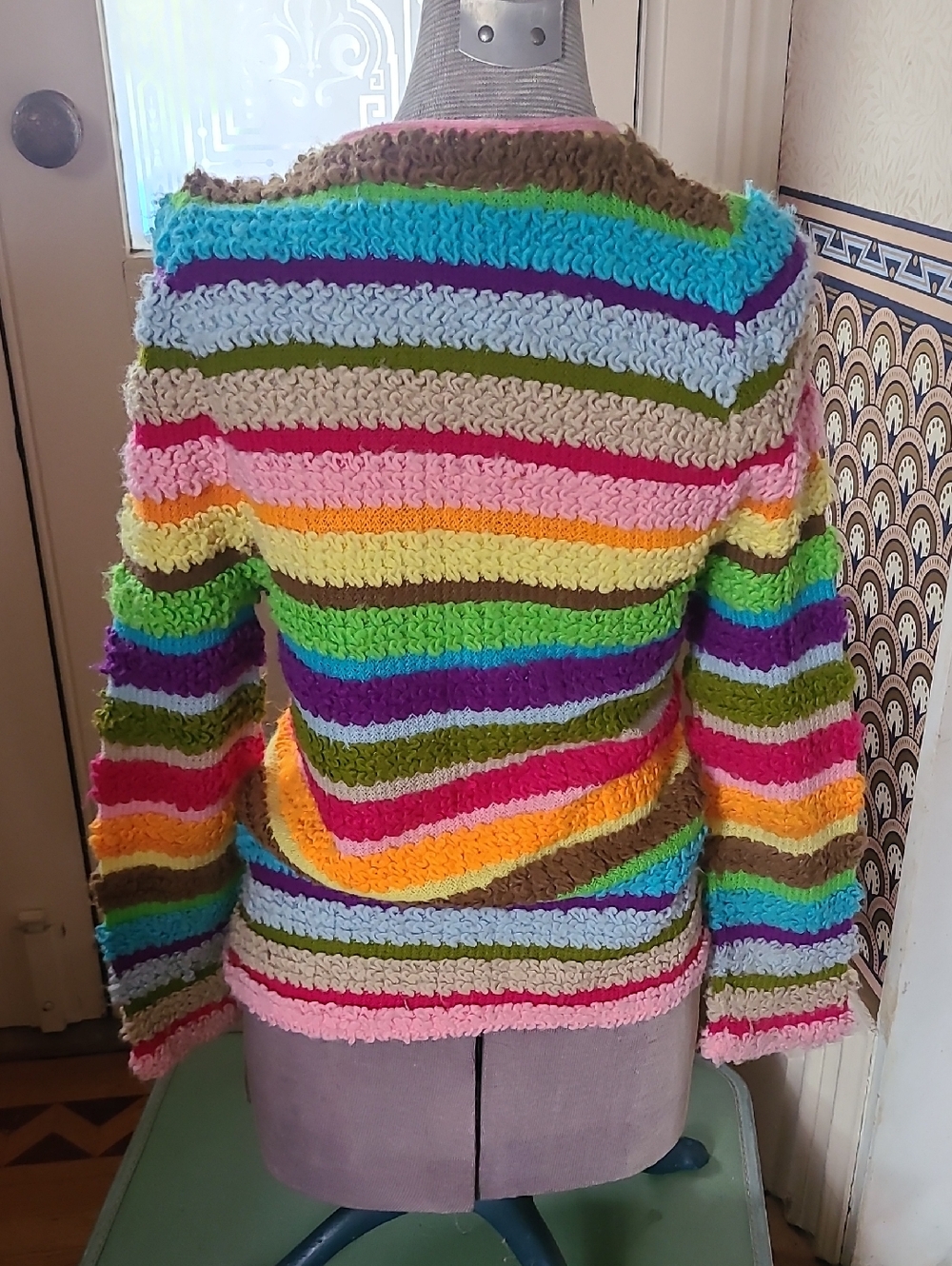 1960s Rainbow Stripe Cardigan By SUSAN CLARK - Picture 6 of 7